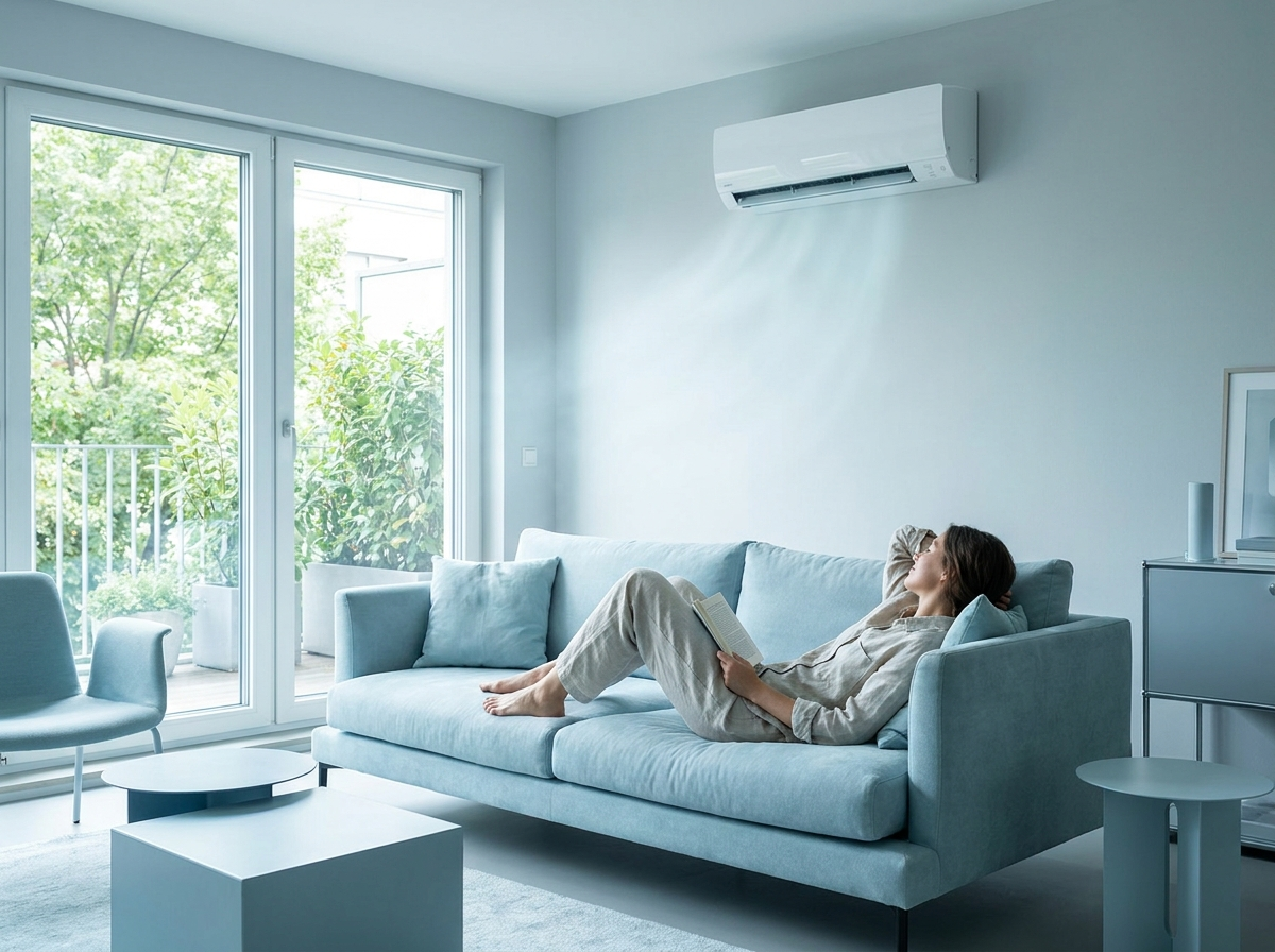 Relaxing in a cool, fresh modern living room